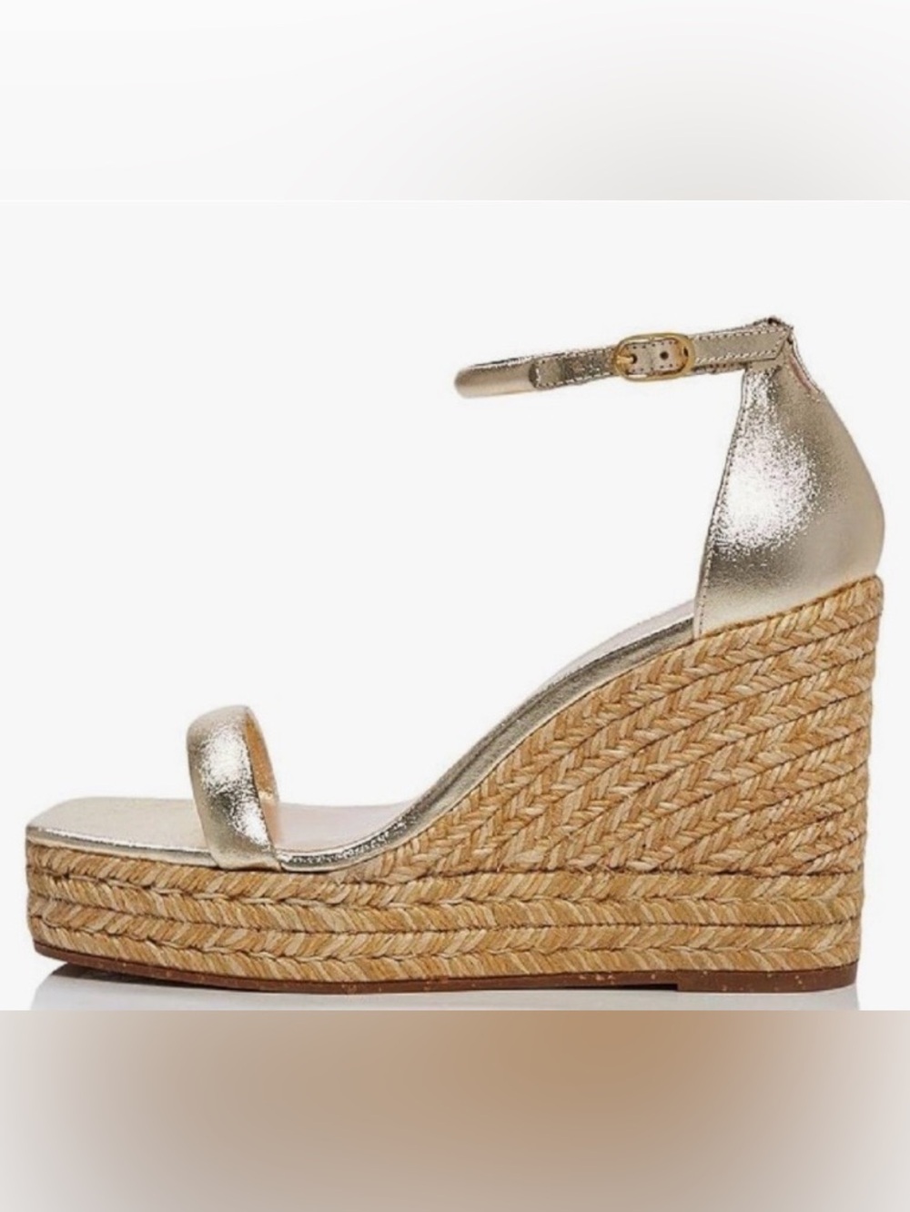 NWOT Stuart Weitzman Nudist Espadrille Wedge, Platina, US 8.5C/EU 39 (no box)